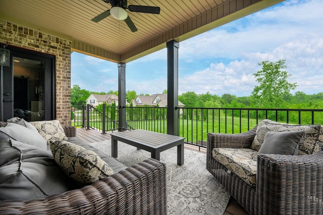 144 Autumn Crk, Lebanon, TN 37087 - view of patio / terrace featuring an outdoor hangout area, ceiling fan, and a balcony