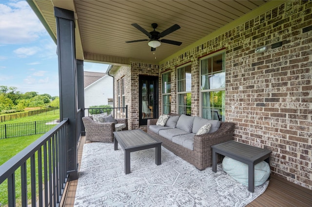144 Autumn Crk, Lebanon, TN 37087 - view of patio featuring outdoor lounge area and a ceiling fan