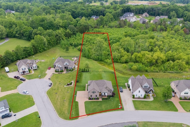144 Autumn Crk, Lebanon, TN 37087 - aerial perspective of suburban area with property boundaries highlighted and a heavily wooded area