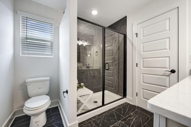 503 Mantes Aly, Hendersonville, TN 37075 - full bath with marble look tiles, baseboards, toilet, and recessed lighting