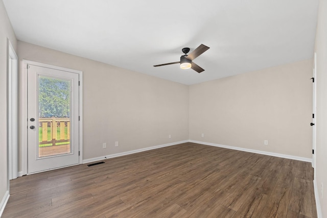 1643 Windy Meadow Dr, Christiana, TN 37037 - empty room featuring wood finished floors, ceiling fan, and baseboards