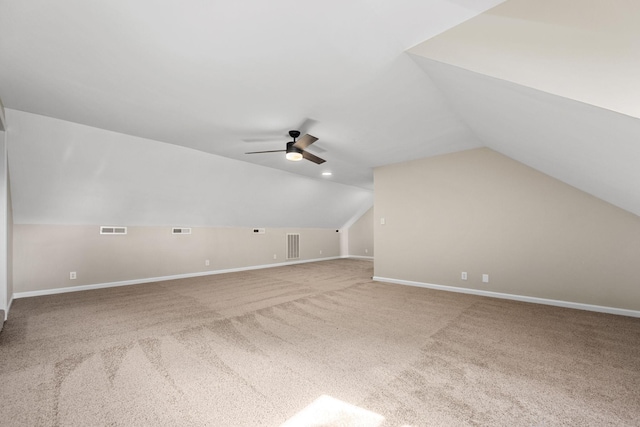 1643 Windy Meadow Dr, Christiana, TN 37037 - additional living space featuring carpet floors, vaulted ceiling, baseboards, and a ceiling fan