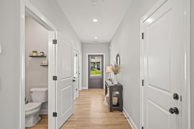 1112 Malinda Ln, Greenbrier, TN 37073 - doorway to outside featuring baseboards, light wood-type flooring, and recessed lighting