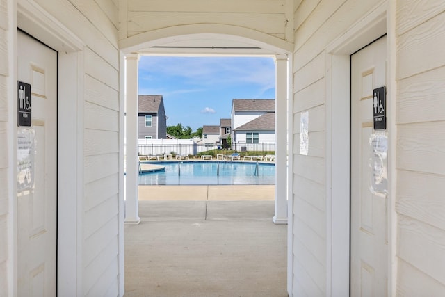 community pool with fence