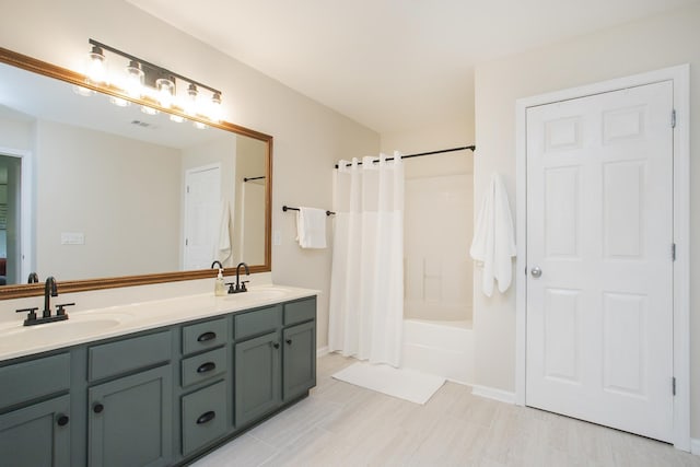 1552 Liberty Pike, Franklin, TN 37067 - full bathroom featuring double vanity, shower / tub combo with curtain, and baseboards