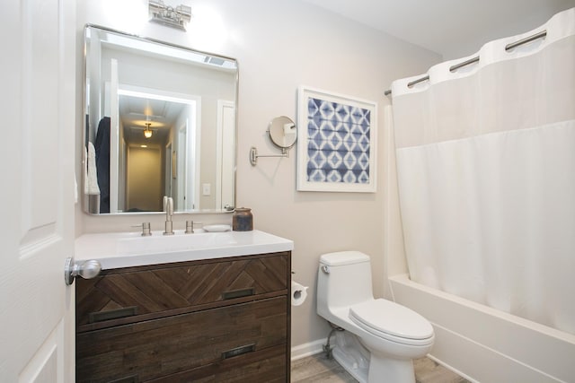 1552 Liberty Pike, Franklin, TN 37067 - full bathroom featuring toilet, shower / tub combo, vanity, and wood finished floors