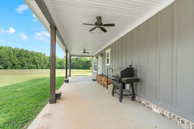 69 Meadows Rd, Hillsboro, TN 37342 - view of patio with a ceiling fan and a grill