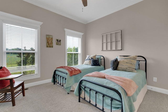 69 Meadows Rd, Hillsboro, TN 37342 - bedroom with carpet flooring, a ceiling fan, and ornamental molding