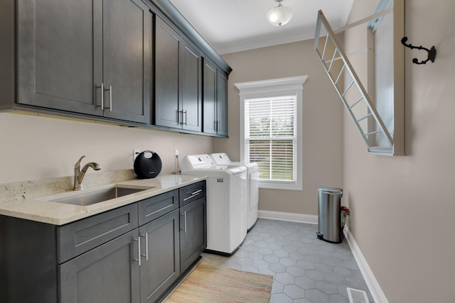 69 Meadows Rd, Hillsboro, TN 37342 - laundry area with cabinet space, washing machine and clothes dryer, and light tile patterned floors