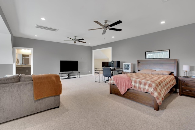 69 Meadows Rd, Hillsboro, TN 37342 - bedroom featuring carpet, recessed lighting, a desk, and a ceiling fan