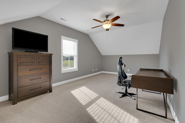 69 Meadows Rd, Hillsboro, TN 37342 - office featuring lofted ceiling, light carpet, and ceiling fan