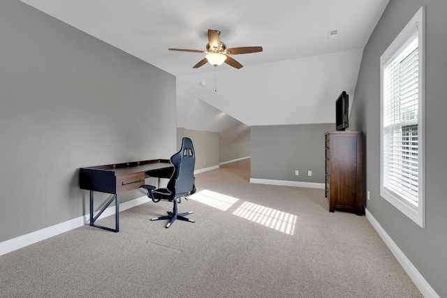 69 Meadows Rd, Hillsboro, TN 37342 - carpeted office with ceiling fan, plenty of natural light, and vaulted ceiling