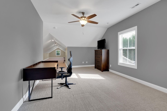 69 Meadows Rd, Hillsboro, TN 37342 - carpeted office with vaulted ceiling and a ceiling fan