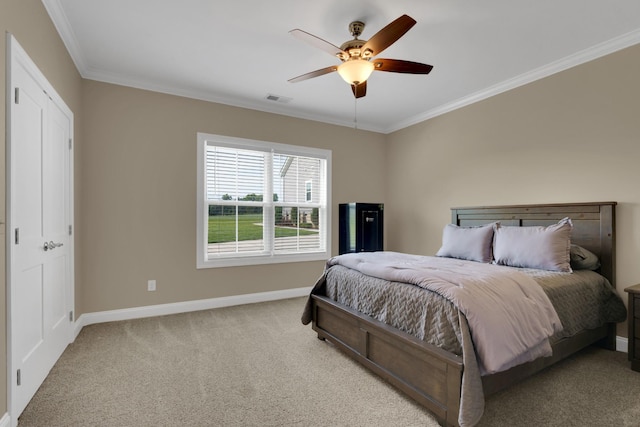 69 Meadows Rd, Hillsboro, TN 37342 - bedroom featuring carpet flooring, crown molding, and ceiling fan