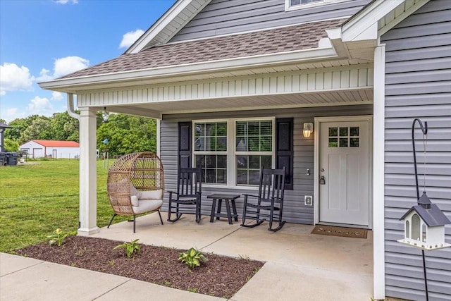 147 Ray Jent Rd, Bethpage, TN 37022 - entrance to property with a shingled roof, covered porch, and a lawn