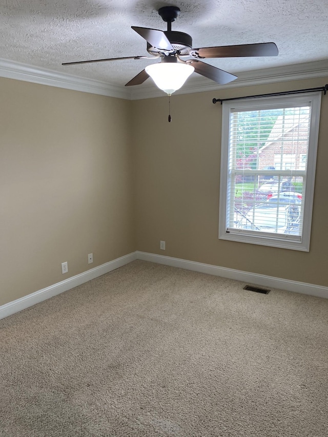 135 Excell Rd Unit 101, Clarksville, TN 37043 - carpeted empty room with a textured ceiling, a ceiling fan, crown molding, and baseboards