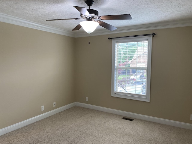 135 Excell Rd Unit 101, Clarksville, TN 37043 - spare room featuring a textured ceiling, a ceiling fan, light colored carpet, baseboards, and ornamental molding