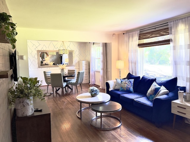 living area with wood finished floors