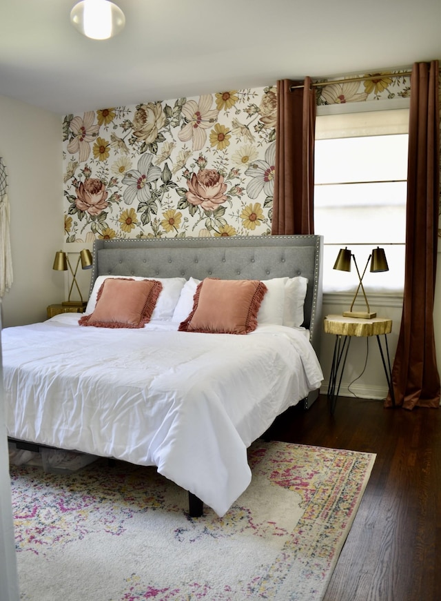 bedroom featuring dark wood-type flooring