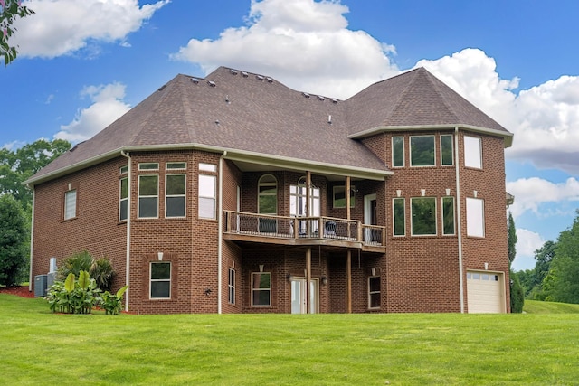291 Bowling Branch Rd, Cottontown, TN 37048 - rear view of property featuring brick siding, a yard, a garage, and a shingled roof