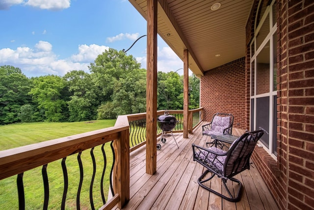 291 Bowling Branch Rd, Cottontown, TN 37048 - wooden deck with a yard and area for grilling