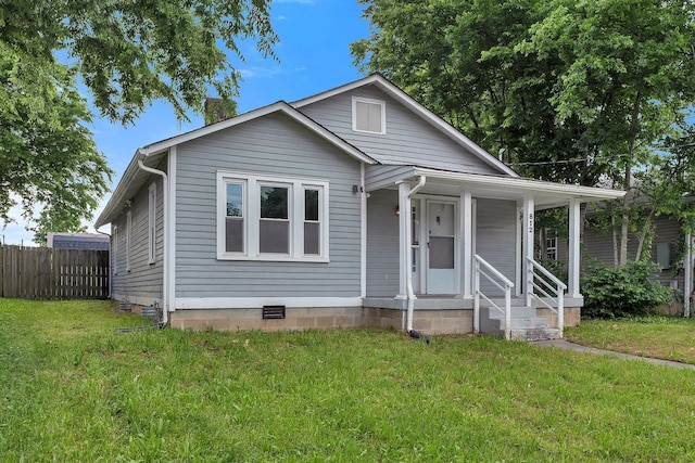 bungalow with crawl space and a porch