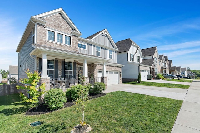 1125 Clendening Dr, Gallatin, TN 37066 - craftsman-style house with a porch, concrete driveway, an attached garage, and a residential view