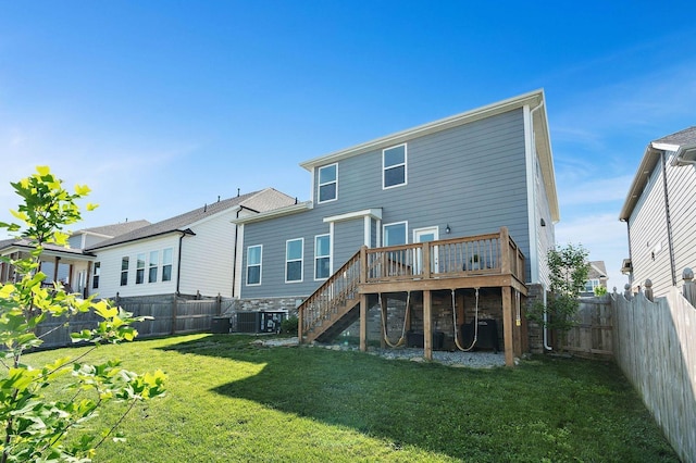 1125 Clendening Dr, Gallatin, TN 37066 - rear view of property with stairs, a deck, and central air condition unit