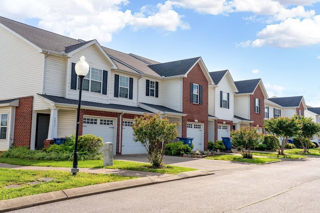 4838 Laura Jeanne Blvd, Murfreesboro, TN 37129 - view of property featuring an attached garage, brick siding, a residential view, driveway, and a shingled roof