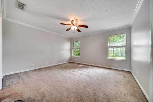 4838 Laura Jeanne Blvd, Murfreesboro, TN 37129 - carpeted spare room with ceiling fan, baseboards, ornamental molding, and a textured ceiling