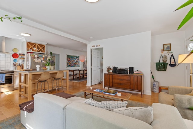 living area featuring light wood-type flooring