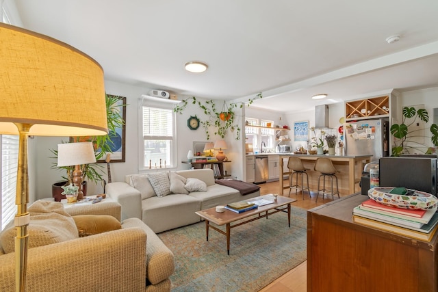 living room featuring light wood finished floors