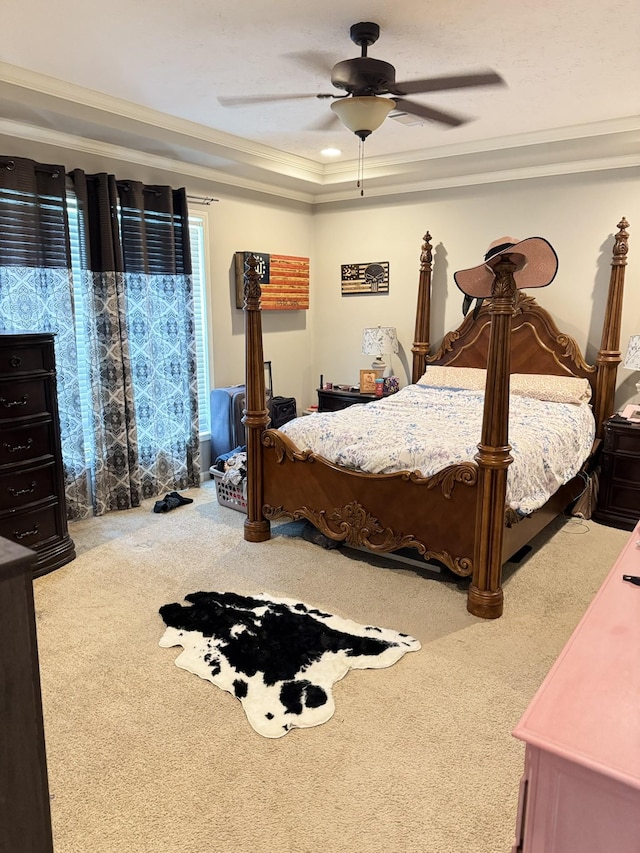287 Sisk Rd, Winchester, TN 37398 - bedroom featuring carpet, crown molding, and ceiling fan