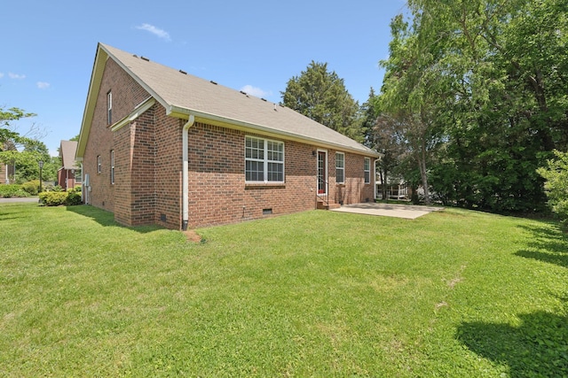1403 Ottawa Pl, Murfreesboro, TN 37129 - back of house with a patio area, brick siding, a yard, and crawl space