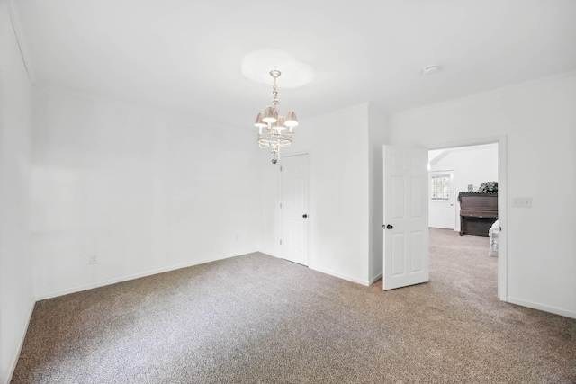 1885 N Soules Chapel Rd, Cunningham, TN 37052 - empty room with carpet flooring, a chandelier, baseboards, and a smoke detector