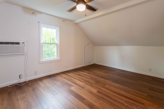 2219 Blair Blvd, Nashville, TN 37212 - additional living space featuring an AC wall unit, a ceiling fan, lofted ceiling, wood finished floors, and baseboards