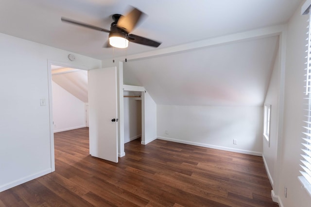 2219 Blair Blvd, Nashville, TN 37212 - additional living space with lofted ceiling, ceiling fan, dark wood finished floors, and baseboards