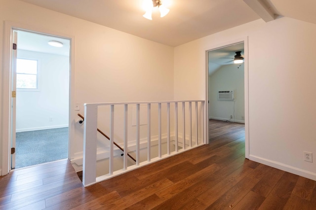 2219 Blair Blvd, Nashville, TN 37212 - hall with an upstairs landing, hardwood / wood-style floors, baseboards, and a wall mounted air conditioner