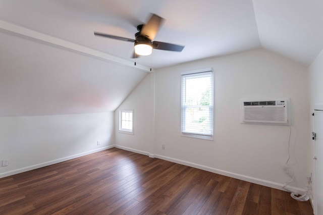 2219 Blair Blvd, Nashville, TN 37212 - bonus room with lofted ceiling, an AC wall unit, wood finished floors, a ceiling fan, and baseboards
