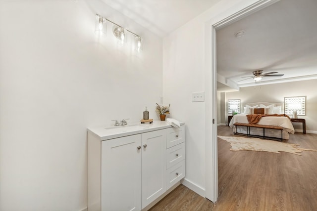 1614 Shady Cir, Lebanon, TN 37087 - ensuite bathroom with wood finished floors, baseboards, a ceiling fan, and vanity