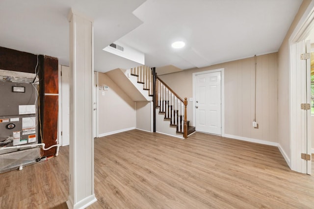 1614 Shady Cir, Lebanon, TN 37087 - foyer entrance with wood finished floors, stairs, baseboards, and heating unit