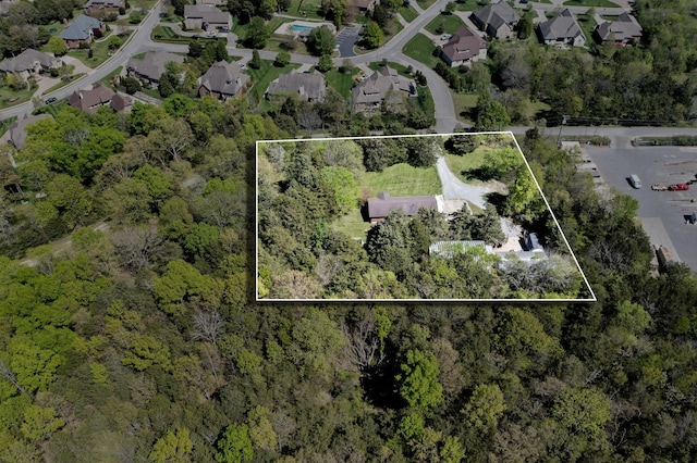 1515 Owen Rd, Brentwood, TN 37027 - aerial view of residential area featuring property parcel outlined and a forest