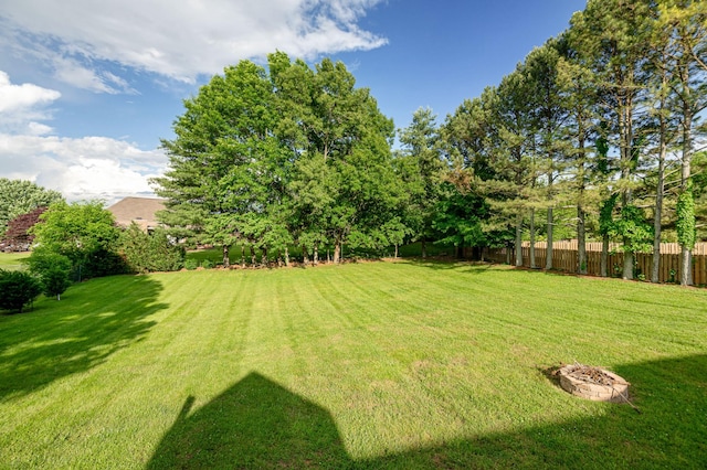 view of yard featuring a fire pit