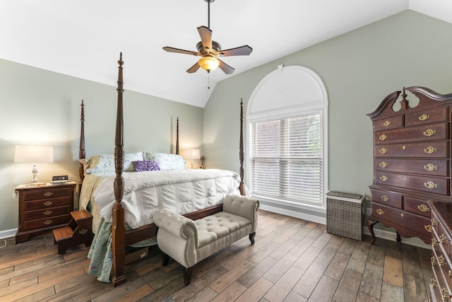 707 Bradford Pl, Murfreesboro, TN 37130 - bedroom featuring lofted ceiling, wood finished floors, baseboards, and a ceiling fan