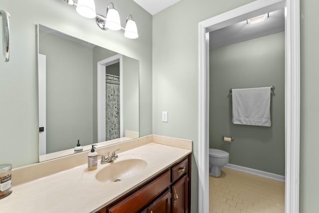 707 Bradford Pl, Murfreesboro, TN 37130 - bathroom with vanity, toilet, tile patterned flooring, and baseboards