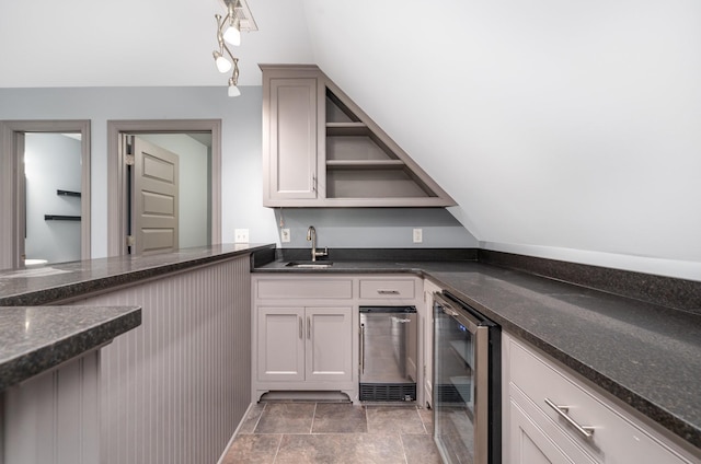 2804 Battleground Dr, Murfreesboro, TN 37129 - indoor wet bar with wine cooler and light stone finish flooring