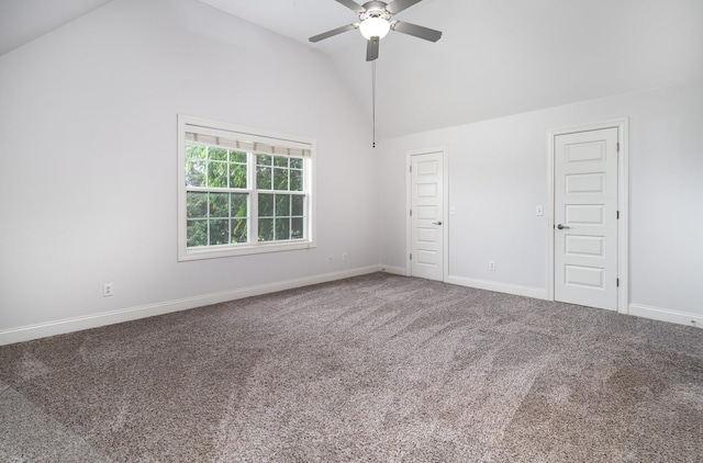 2804 Battleground Dr, Murfreesboro, TN 37129 - unfurnished room featuring vaulted ceiling, a ceiling fan, carpet, and baseboards