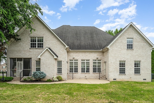 2804 Battleground Dr, Murfreesboro, TN 37129 - rear view of house with brick siding, a patio, crawl space, and roof with shingles