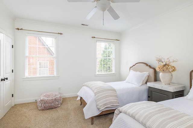 635 Band Dr, Franklin, TN 37064 - bedroom featuring carpet flooring, crown molding, baseboards, and a ceiling fan