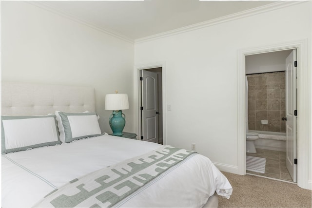 635 Band Dr, Franklin, TN 37064 - carpeted bedroom featuring crown molding, baseboards, and connected bathroom